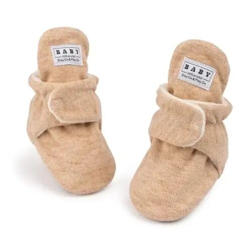 HsdsBebe Unisex Newborn Baby Cotton Booties Non-Slip Sole for Toddler Boys Girls Infant Winter Warm Fleece Cozy Socks Shoes - HSDSBEBE