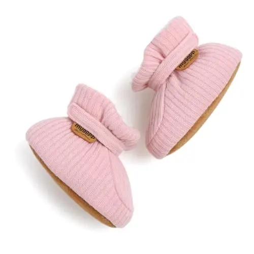 HsdsBebe Unisex Newborn Baby Cotton Booties Non-Slip Sole for Toddler Boys Girls Infant Winter Warm Fleece Cozy Socks Shoes - 1