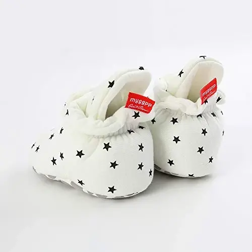 HsdsBebe Unisex Newborn Baby Cotton Booties Non-Slip Sole for Toddler Boys Girls Infant Winter Warm Fleece Cozy Socks Shoes - 4