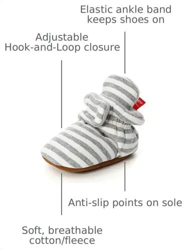HsdsBebe Unisex Newborn Baby Cotton Booties Non-Slip Sole for Toddler Boys Girls Infant Winter Warm Fleece Cozy Socks Shoes - 3