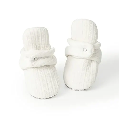 HsdsBebe Unisex Newborn Baby Cotton Booties Non-Slip Sole for Toddler Boys Girls Infant Winter Warm Fleece Cozy Socks Shoes - 4