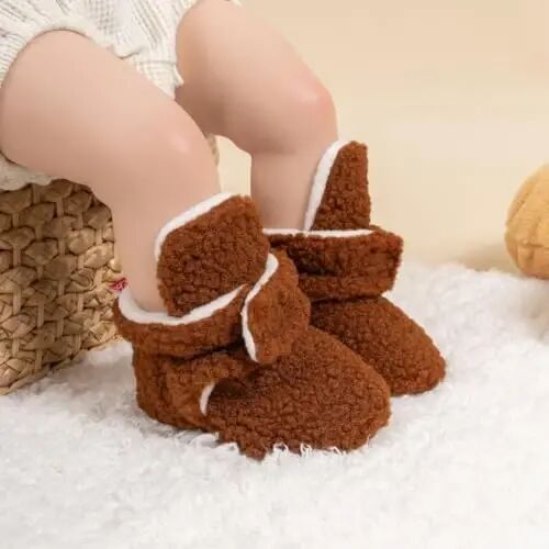 HsdsBebe Unisex Newborn Baby Cotton Booties Non-Slip Sole for Toddler Boys Girls Infant Winter Warm Fleece Cozy Socks Shoes - HSDSBEBE (1)