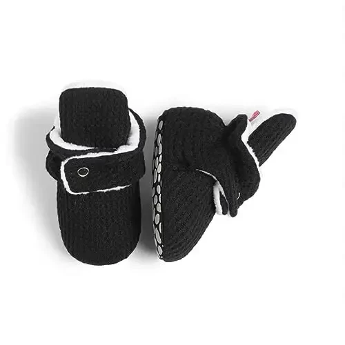 HsdsBebe Unisex Yangi tug'ilgan chaqaloq paxta etiklari Toddler o'g'il bolalar qizlar uchun sirpanmaydigan taglik Chaqaloq qishki iliq junli qulay paypoq poyabzallari - 4