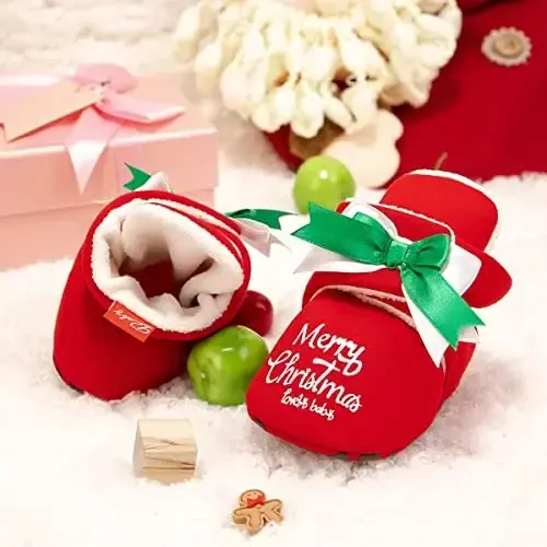 HsdsBebe Unisex Yangi tug'ilgan chaqaloq paxta etiklari Toddler o'g'il bolalar qizlar uchun sirpanmaydigan taglik Infant qishki iliq junli qulay paypoq poyabzallari - 4