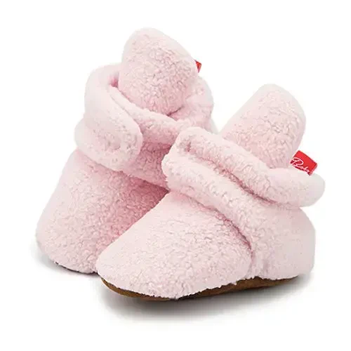 HsdsBebe Unisex Yangi tug'ilgan chaqaloqlar uchun paxta etiklari, qizlar va o'g'il bolalar uchun sirpanmaydigan taglik, qishki iliq junli qulay paypoq-poyabzal - 4