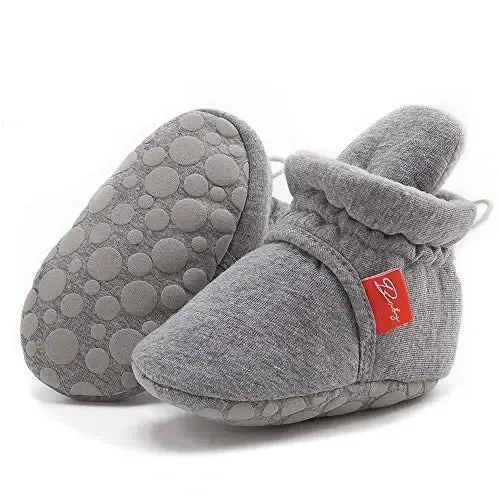HsdsBebe Unisex Newborn Baby Cotton Booties Non-Slip Sole for Toddler Boys Girls Infant Winter Warm Fleece Cozy Socks Shoes 