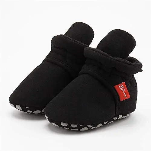 HsdsBebe Unisex Newborn Baby Cotton Booties Non-Slip Sole for Toddler Boys Girls Infant Winter Warm Fleece Cozy Socks Shoes - 3