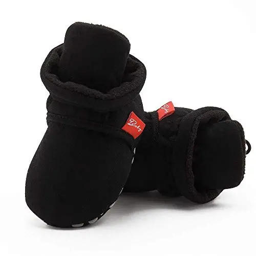 HsdsBebe Unisex Newborn Baby Cotton Booties Non-Slip Sole for Toddler Boys Girls Infant Winter Warm Fleece Cozy Socks Shoes - 4