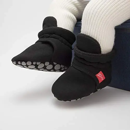 HsdsBebe Unisex Newborn Baby Cotton Booties Non-Slip Sole for Toddler Boys Girls Infant Winter Warm Fleece Cozy Socks Shoes - 2