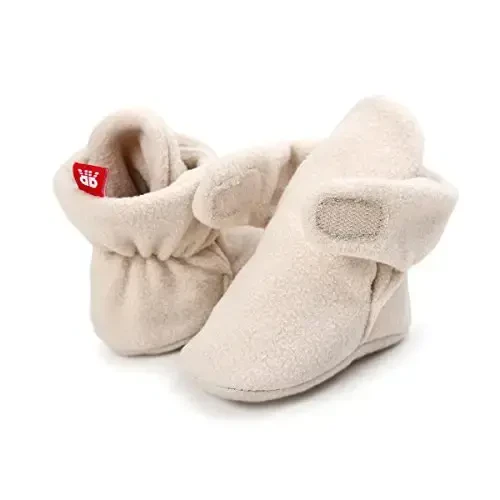 HsdsBebe Unisex Newborn Baby Cotton Booties Non-Slip Sole for Toddler Boys Girls Infant Winter Warm Fleece Cozy Socks Shoes - 5