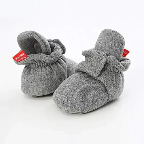 HsdsBebe Unisex Newborn Baby Cotton Booties Non-Slip Sole for Toddler Boys Girls Infant Winter Warm Fleece Cozy Socks Shoes - 4