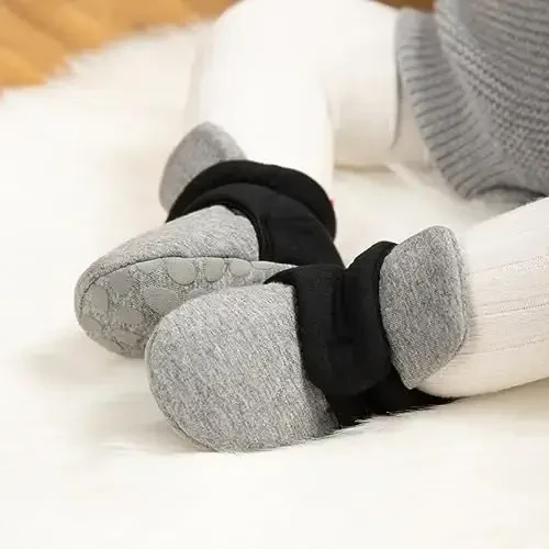 HsdsBebe Unisex Newborn Baby Cotton Booties Non-Slip Sole for Toddler Boys Girls Infant Winter Warm Fleece Cozy Socks Shoes - HSDSBEBE (1)