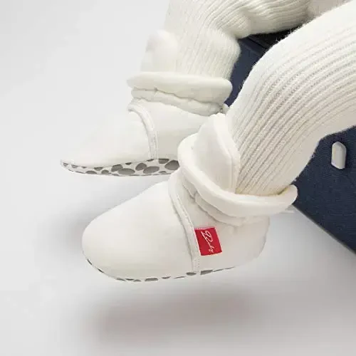 HsdsBebe Unisex Newborn Baby Cotton Booties Non-Slip Sole for Toddler Boys Girls Infant Winter Warm Fleece Cozy Socks Shoes - HSDSBEBE (1)