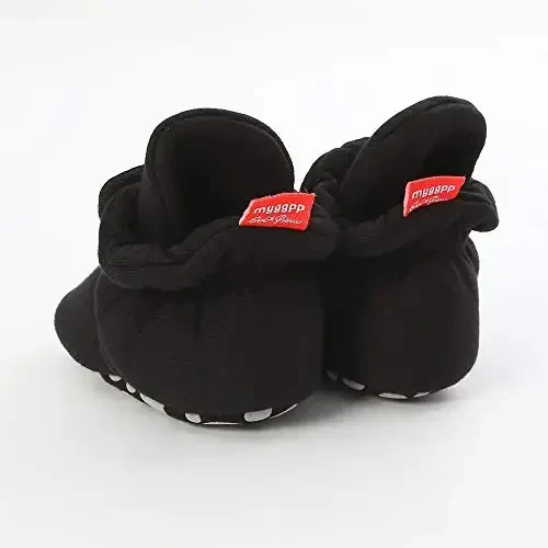 HsdsBebe Unisex Newborn Baby Cotton Booties Non-Slip Sole for Toddler Boys Girls Infant Winter Warm Fleece Cozy Socks Shoes - 5