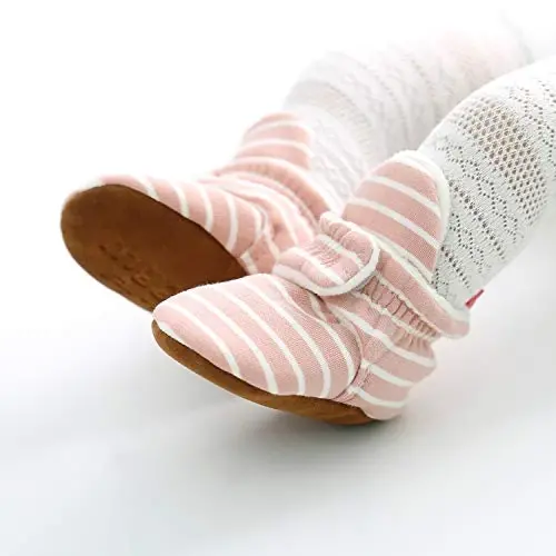 HsdsBebe Unisex Newborn Baby Cotton Booties Non-Slip Sole for Toddler Boys Girls Infant Winter Warm Fleece Cozy Socks Shoes - 2