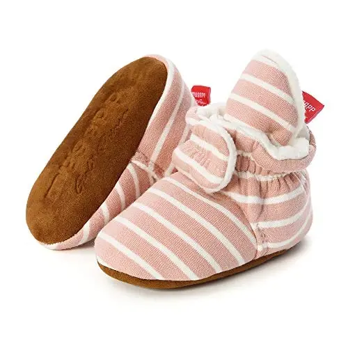 HsdsBebe Unisex Newborn Baby Cotton Booties Non-Slip Sole for Toddler Boys Girls Infant Winter Warm Fleece Cozy Socks Shoes - 3