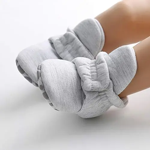HsdsBebe Unisex Newborn Baby Cotton Booties Non-Slip Sole for Toddler Boys Girls Infant Winter Warm Fleece Cozy Socks Shoes - 2