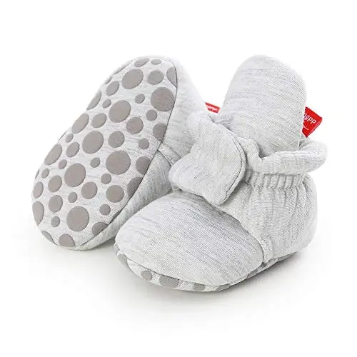 HsdsBebe Unisex Newborn Baby Cotton Booties Non-Slip Sole for Toddler Boys Girls Infant Winter Warm Fleece Cozy Socks Shoes - 3