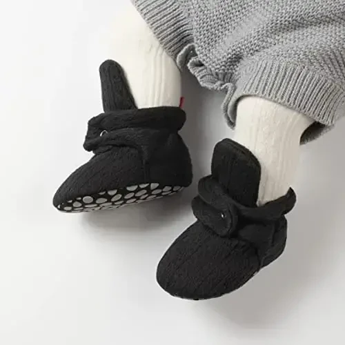 HsdsBebe Unisex Newborn Baby Cotton Booties Non-Slip Sole for Toddler Boys Girls Infant Winter Warm Fleece Cozy Socks Shoes - HSDSBEBE (1)