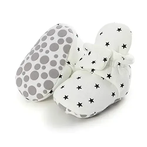 HsdsBebe Unisex Newborn Baby Cotton Booties Non-Slip Sole for Toddler Boys Girls Infant Winter Warm Fleece Cozy Socks Shoes 
