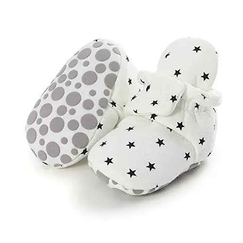 HsdsBebe Unisex Newborn Baby Cotton Booties Non-Slip Sole for Toddler Boys Girls Infant Winter Warm Fleece Cozy Socks Shoes - 1