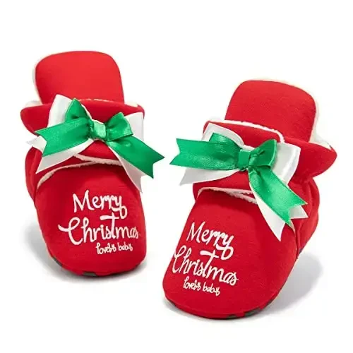 HsdsBebe Unisex Newborn Baby Cotton Booties Non-Slip Sole for Toddler Boys Girls Infant Winter Warm Fleece Cozy Socks Shoes 