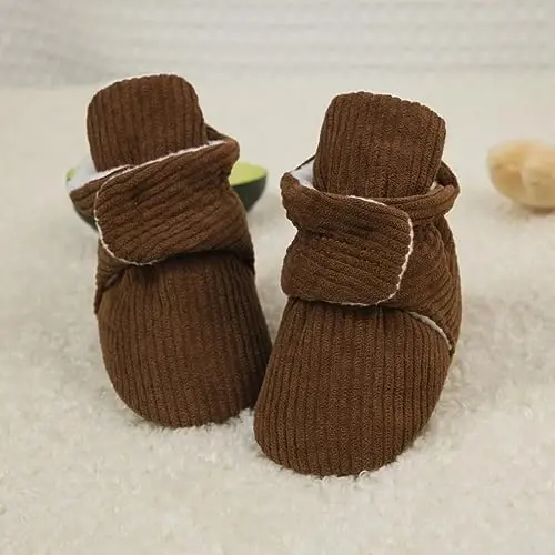 HsdsBebe Unisex Newborn Baby Cotton Booties Non-Slip Sole for Toddler Boys Girls Infant Winter Warm Fleece Cozy Socks Shoes - 4