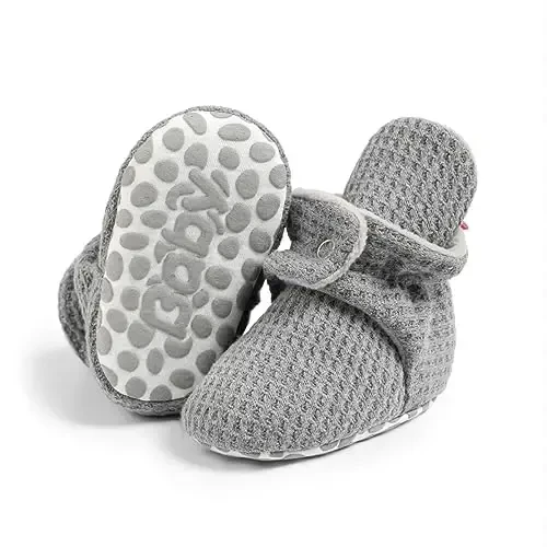 HsdsBebe Unisex Newborn Baby Cotton Booties Non-Slip Sole for Toddler Boys Girls Infant Winter Warm Fleece Cozy Socks Shoes - HSDSBEBE