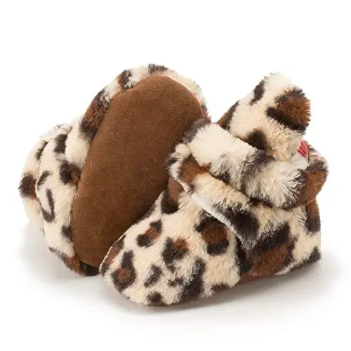 HsdsBebe Unisex Newborn Baby Cotton Booties Non-Slip Sole for Toddler Boys Girls Infant Winter Warm Fleece Cozy Socks Shoes - 1