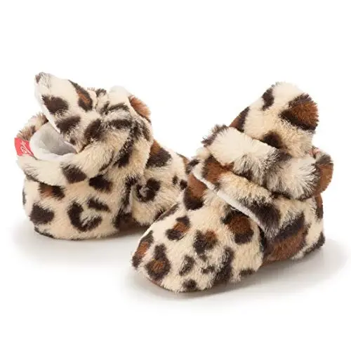 HsdsBebe Unisex Newborn Baby Cotton Booties Non-Slip Sole for Toddler Boys Girls Infant Winter Warm Fleece Cozy Socks Shoes - 2