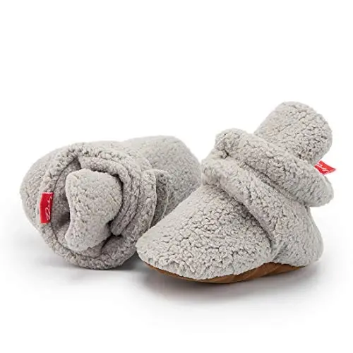 HsdsBebe Unisex Newborn Baby Cotton Booties Non-Slip Sole for Toddler Boys Girls Infant Winter Warm Fleece Cozy Socks Shoes - 3