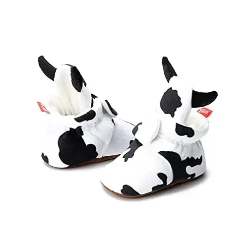 HsdsBebe Unisex Newborn Baby Cotton Booties Non-Slip Sole for Toddler Boys Girls Infant Winter Warm Fleece Cozy Socks Shoes - 4