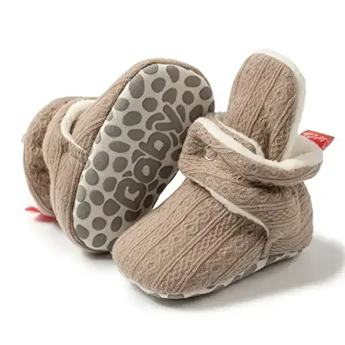 HsdsBebe Unisex Newborn Baby Cotton Booties Non-Slip Sole for Toddler Boys Girls Infant Winter Warm Fleece Cozy Socks Shoes 