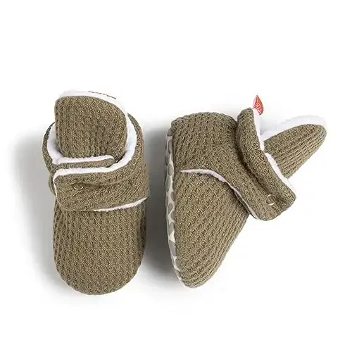 HsdsBebe Unisex Newborn Baby Cotton Booties Non-Slip Sole for Toddler Boys Girls Infant Winter Warm Fleece Cozy Socks Shoes - HSDSBEBE (1)