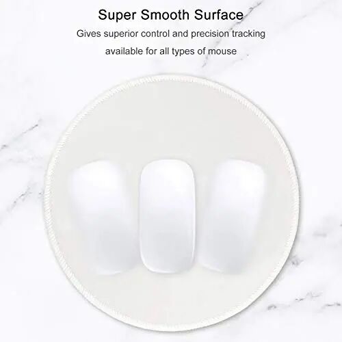 Hsurbtra Mouse Pad, Premium-Textured Small Round Mousepad 8.7 x 8.7 Inch White, Stitched Edge Anti-Slip Waterproof Rubber Pretty Cute Computer Mat for Office Home Gaming Laptop Men Women Kids - HSURBTRA (1)