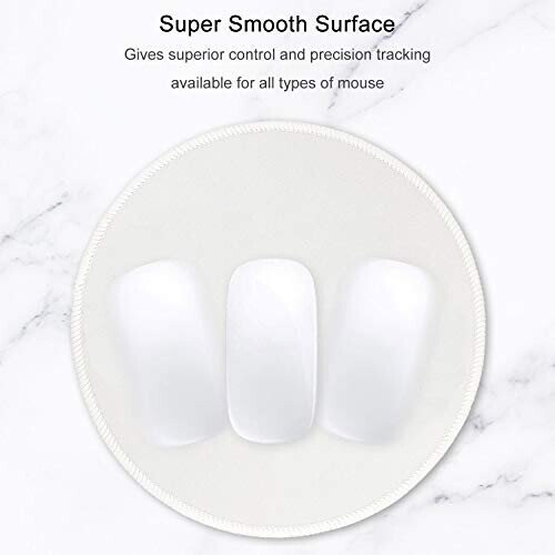 Hsurbtra Mouse Pad, Premium-Textured Small Round Mousepad 8.7 x 8.7 Inch White, Stitched Edge Anti-Slip Waterproof Rubber Pretty Cute Computer Mat for Office Home Gaming Laptop Men Women Kids - 3