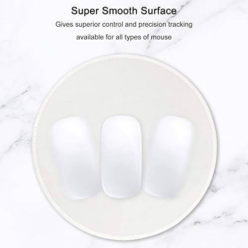 Hsurbtra Mouse Pad, Premium-Textured Small Round Mousepad 8.7 x 8.7 Inch White, Stitched Edge Anti-Slip Waterproof Rubber Pretty Cute Computer Mat for Office Home Gaming Laptop Men Women Kids - 3