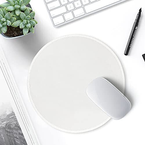 Hsurbtra Mouse Pad, Premium-Textured Small Round Mousepad 8.7 x 8.7 Inch White, Stitched Edge Anti-Slip Waterproof Rubber Pretty Cute Computer Mat for Office Home Gaming Laptop Men Women Kids - 7