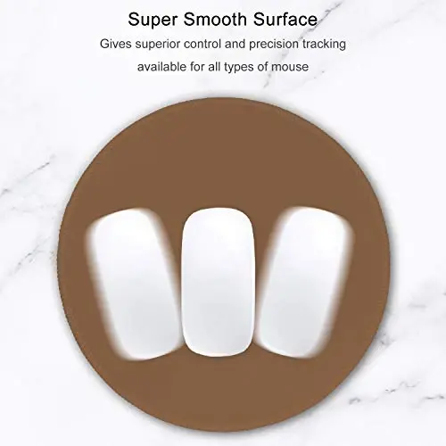 Hsurbtra Mouse Pad, Premium-Textured Small Round Mousepad 8.7 x 8.7 Inch Brown, Stitched Edge Anti-Slip Waterproof Rubber Pretty Cute Computer Mat for Office Home Gaming Laptop Men Women Kids - HSURBTRA (1)