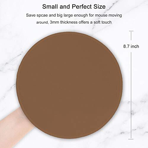 Hsurbtra Mouse Pad, Premium-Textured Small Round Mousepad 8.7 x 8.7 Inch Brown, Stitched Edge Anti-Slip Waterproof Rubber Pretty Cute Computer Mat for Office Home Gaming Laptop Men Women Kids - HSURBTRA (1)