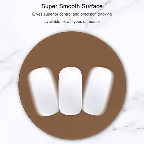 Hsurbtra Mouse Pad, Premium-Textured Small Round Mousepad 8.7 x 8.7 Inch Brown, Stitched Edge Anti-Slip Waterproof Rubber Pretty Cute Computer Mat for Office Home Gaming Laptop Men Women Kids - 3