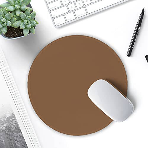 Hsurbtra Mouse Pad, Premium-Textured Small Round Mousepad 8.7 x 8.7 Inch Brown, Stitched Edge Anti-Slip Waterproof Rubber Pretty Cute Computer Mat for Office Home Gaming Laptop Men Women Kids - 7