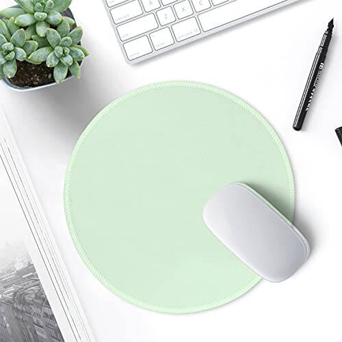 Hsurbtra Mouse Pad, Premium-Textured Small Round Mousepad 8.7 x 8.7 Inch Lake Green, Stitched Edge Anti-Slip Waterproof Rubber Pretty Cute Computer Mat for Office Home Gaming Laptop Men Women Kids - 7