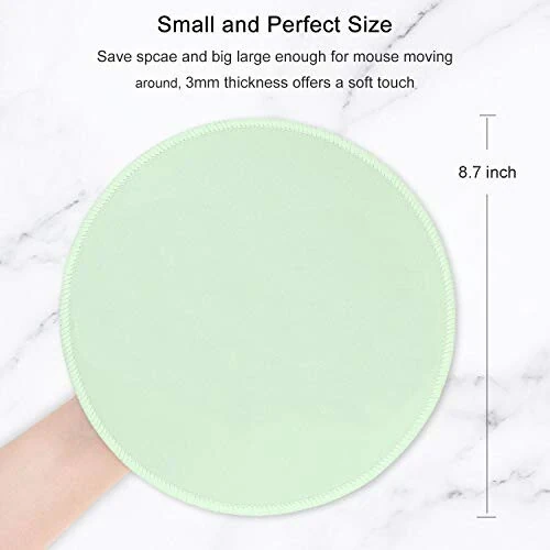 Hsurbtra Mouse Pad, Premium-Textured Small Round Mousepad 8.7 x 8.7 Inch Lake Green, Stitched Edge Anti-Slip Waterproof Rubber Pretty Cute Computer Mat for Office Home Gaming Laptop Men Women Kids - HSURBTRA (1)