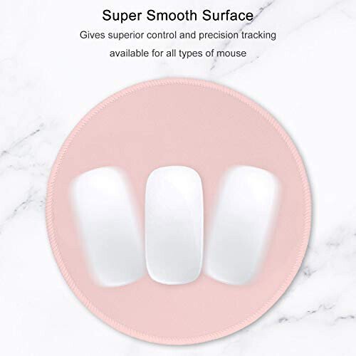 Hsurbtra Mouse Pad, Premium-Textured Small Round Mousepad 8.7 x 8.7 Inch Pink, Stitched Edge Anti-Slip Waterproof Rubber Pretty Cute Computer Mat for Office Home Gaming Laptop Men Women Kids - 3