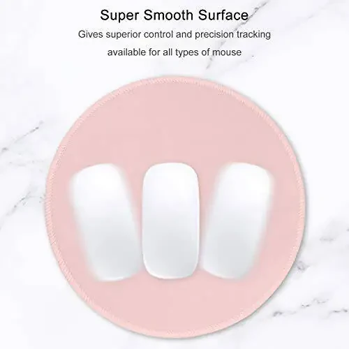 Hsurbtra Mouse Pad, Premium-Textured Small Round Mousepad 8.7 x 8.7 Inch Pink, Stitched Edge Anti-Slip Waterproof Rubber Pretty Cute Computer Mat for Office Home Gaming Laptop Men Women Kids - 3