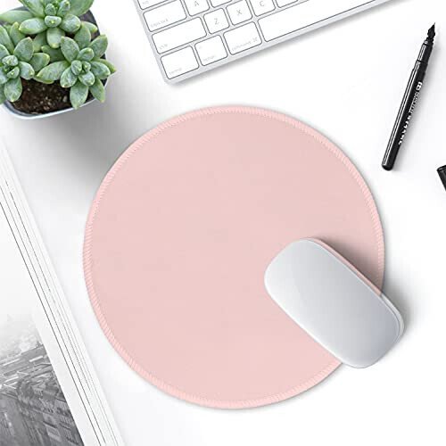 Hsurbtra Mouse Pad, Premium-Textured Small Round Mousepad 8.7 x 8.7 Inch Pink, Stitched Edge Anti-Slip Waterproof Rubber Pretty Cute Computer Mat for Office Home Gaming Laptop Men Women Kids - 7
