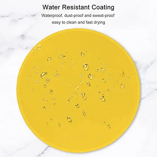 Hsurbtra Mouse Pad, Premium-Textured Small Round Mousepad 8.7 x 8.7 Inch Yellow, Stitched Edge Anti-Slip Waterproof Rubber Pretty Cute Computer Mat for Office Home Gaming Laptop Men Women Kids - 6