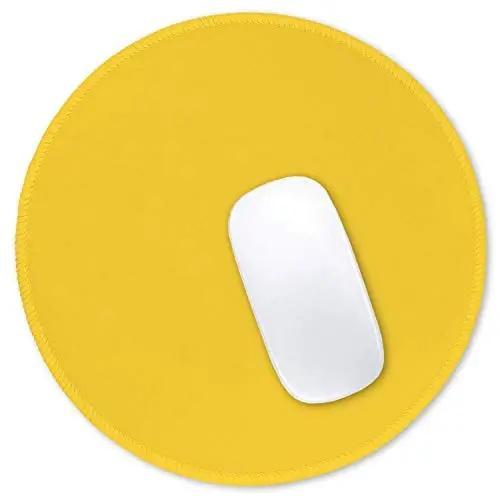 Hsurbtra Mouse Pad, Premium-Textured Small Round Mousepad 8.7 x 8.7 Inch Yellow, Stitched Edge Anti-Slip Waterproof Rubber Pretty Cute Computer Mat for Office Home Gaming Laptop Men Women Kids - HSURBTRA