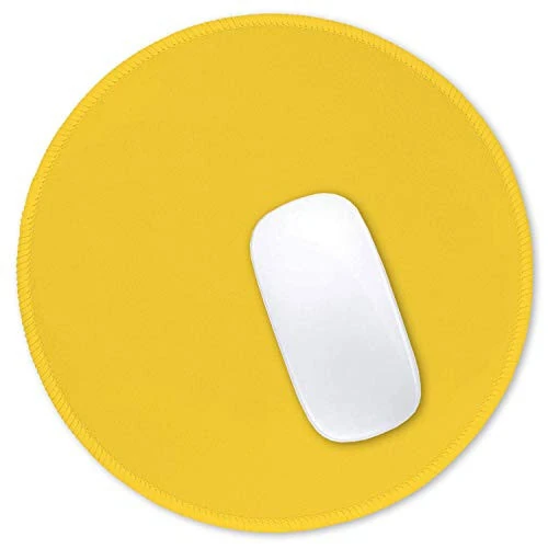 Hsurbtra Mouse Pad, Premium-Textured Small Round Mousepad 8.7 x 8.7 Inch Yellow, Stitched Edge Anti-Slip Waterproof Rubber Pretty Cute Computer Mat for Office Home Gaming Laptop Men Women Kids 
